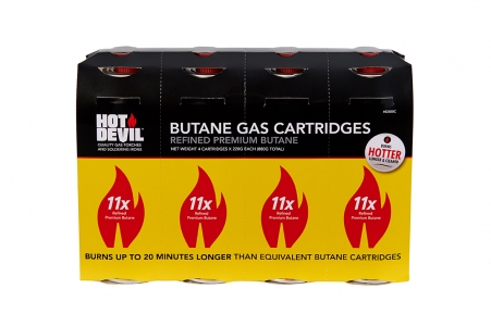 HOT DEVIL BUTANE GAS CARTRIDGE - 4 PACK